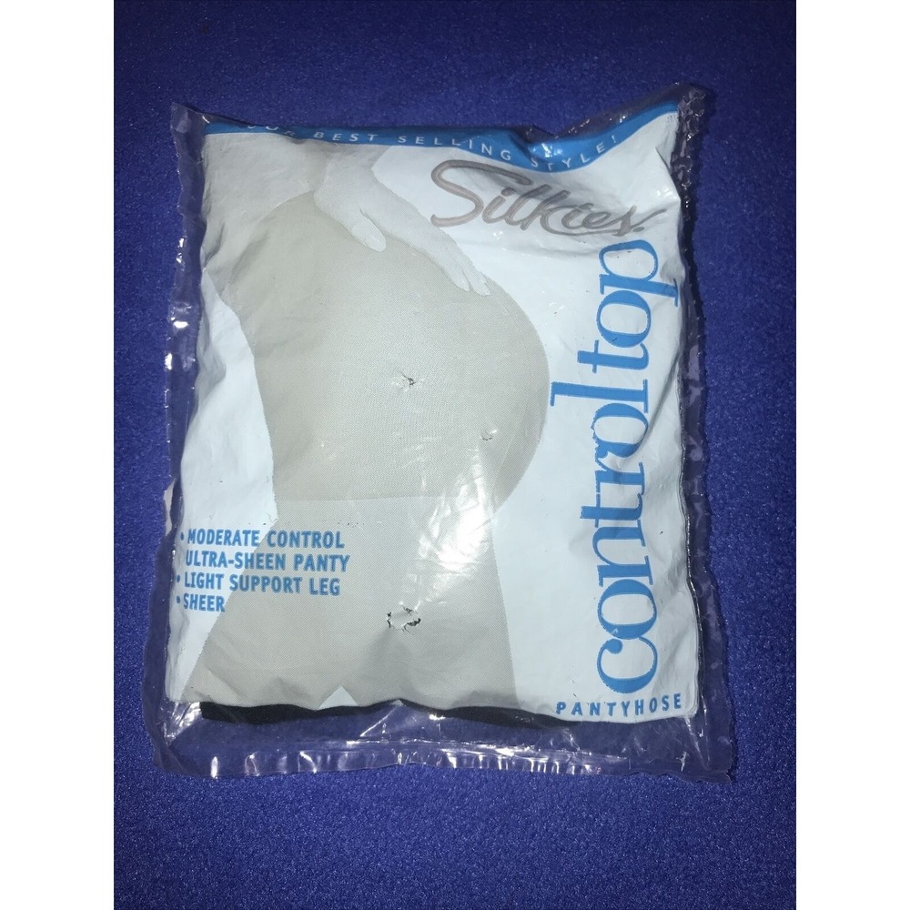 Silkies Pantyhose Jet Black Control Top Ultra Sheen Queen Size CT903